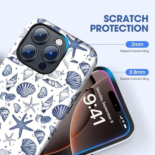 XUNQIAN Compatible for iPhone 13 Case, Coastal Beach Summer Blue Ocean Seashell Aesthetic Protective Phone Case (for iPhone 13), RUI-97A-A thumbnail 5