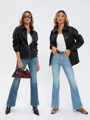AUTOMET Womens Oversized Leather Jackets Zip Up Coats Faux Motorcycle Bomber Outfits Fall Trendy Fashion Winter Clothes 2025 thumbnail 5