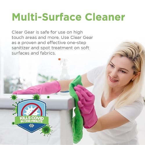 Clear Gear Gym Disinfectant, Yoga Mat Cleaner, Deodorizer For Sports Equipment, Gyms, and Fitness Centers - Mixed Pack - 16 Oz and 32 Oz Bottle Hospital grade Disinfectant Spray Pack thumbnail 7
