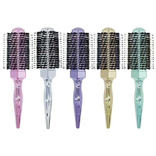 Forest of Dreams Round Hair Brush with Wild Boar Bristles – Specialized for Blowouts & Styling at Home or Salon, Suitable for All Hair Types.Silver thumbnail 3