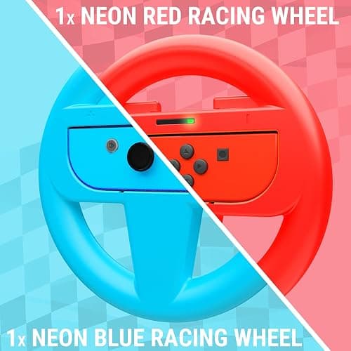 Orzly Steering Wheels for Nintendo Switch & OLED JoyCons, Racing Wheels for Mario Kart 8 Deluxe [Mariokart Switch Steering Wheel Joycon Controller Attachment Accessories] - TWIN PACK[1x Red & 1x Blue] thumbnail 7