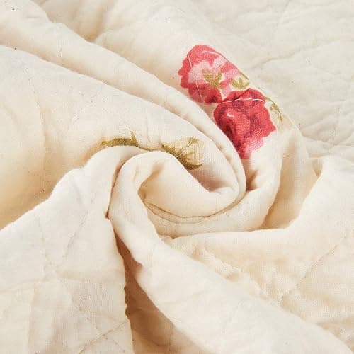 Cozyholy Original 100% Cotton Patchwork Quilt Twin Size Pink Floral Bedspread Coverlet Reversible Vintage Shabby Chic Quilted Throw Blanket Bed Quilt Cover for Couch Sofa thumbnail 6
