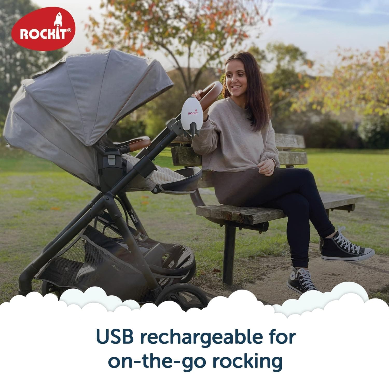 Rockit Rocker Rechargeable - Baby Sleep Aid Gently Rocks Any Stroller or Buggy, Adjustable Speed with 60 Minute Timer - Fits All Pushchairs & Prams to Create a Baby Bouncer thumbnail 6