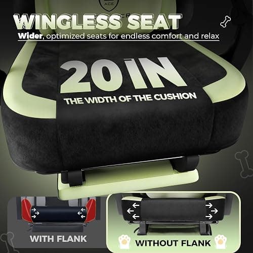 GTPLAYER Gaming Chair Cute with Cat Ears Ergonomic Computer Chair with Dog Embroidery Adjustable Memory Foam Lumbar Support and Headrest Comfortable Reclining Office Chair Soft Velvet Fabric for Women thumbnail 6
