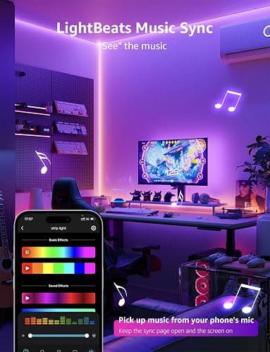 Lepro SE1 AI Smart LED Strip Lights - 16.4ft RGB Color Changing Light Strips with APP Control, AI Generated Lighting, Music Sync, 2.4GHz Wi-Fi & Bluetooth LED Lights for Home Decor (No Remote) thumbnail 6