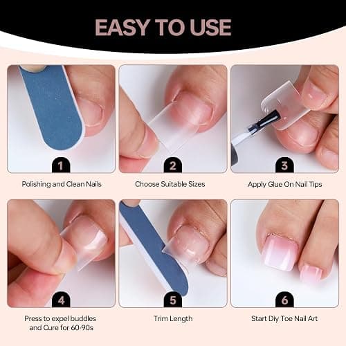 ASONRL 300 Pcs Gel X Toe Nail Tips, 15 Sizes Extra Wide Large Toenail Tips Full Cover, Matte Clear No-file Needed, DIY Artificial Nails for Toes, Square Shape False Toenails Tips thumbnail 8