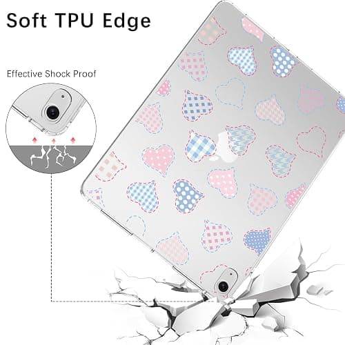 VibrantFruitique for 10.2" iPad 2019/2020/2021,Cute Watercolor Heart Crystal Clear Case,Slim Lightweight Anti-Scratch Soft TPU Bumper Hard Acrylic Back Shell for iPad 7th/8th/9th Gen for Women thumbnail 5