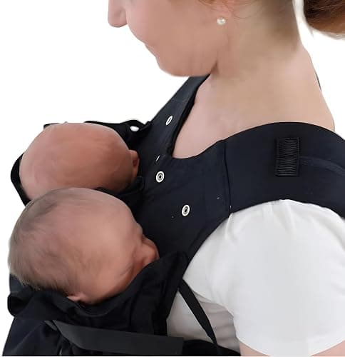 Weego Twin - The Original Baby Carrier for Twins from Birth (from 1,800 Grams) - Easy to Use, Ergonomic, Oeko-TEX 100 - Baby Carrier Bag Simply Black thumbnail 7