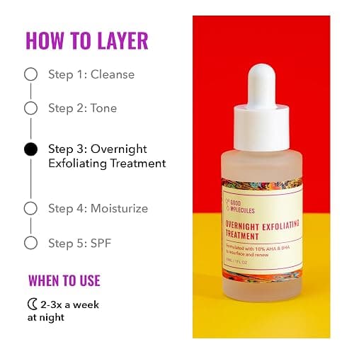Good Molecules Overnight Exfoliating Treatment - Face Exfoliator with AHA & BHA Lightweight Formula - Pore Minimizer, Facial Skin Care with Glycolic & Salicylic Acid thumbnail 4