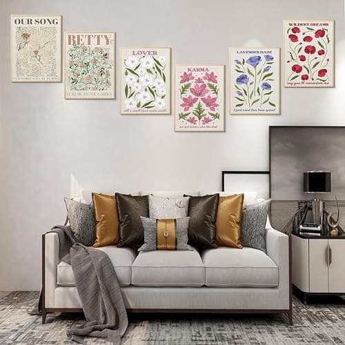 CEKEIOLMLW Stunning Cute Flower Music Song Lyrics Inspired Poster Set for Teen Girl Print Wall Art Pop Country Folk Singer Midnights Floral Dorm Preppy Room Decor Unframed 6pcs 8x10in thumbnail 3