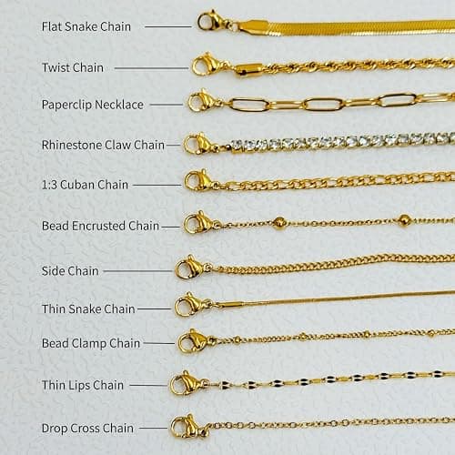 CHICVISION Gold Necklace set for Women,11PCS Cuban snake Chain Non Tarnish thumbnail 2