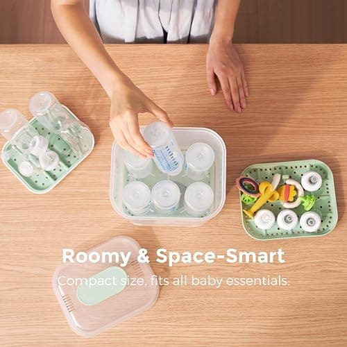 Momcozy Bottle Sterilizer and Dryer, Modular Nesting Space Saving Design, 6 Bottles Capacity, 4 in 1 Compact Sterilizer for Baby Bottles, Breast Pump Parts & Newborn Essentials, Drying Rack Included thumbnail 2