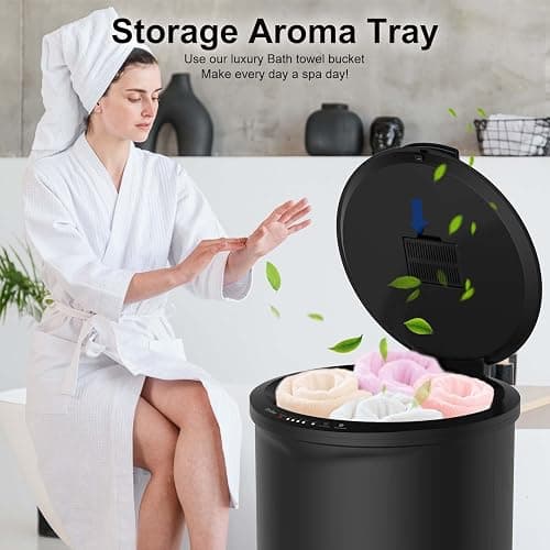 Trydow Ultra Large Capacity Towel Warmer Bucket, Rapid Heating with Timer, One-Button Control, Safety Lock, Perfect for Home and Spa, Black thumbnail 3