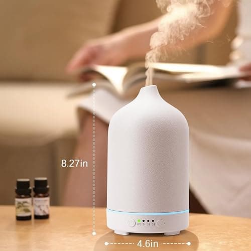 Diffuserlove Ceramic Diffuser 250ML Essential Oil Diffusers Aromatherapy Essential Oil Diffuser for Room Air Diffuser for Home Bedroom Stone Diffuser (White Big Size 250ml) thumbnail 2