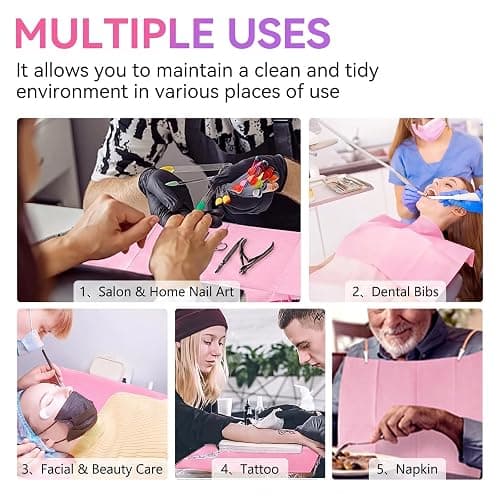 Makartt 50 Pcs Pink Disposable Nail Mats, 18"x13" Waterproof | 3-Ply Absorbent Nail Mat with PE backing, Foldable for Easy Storage, Ideal for Salon, Tattoo, and Home DIY Manicure thumbnail 6