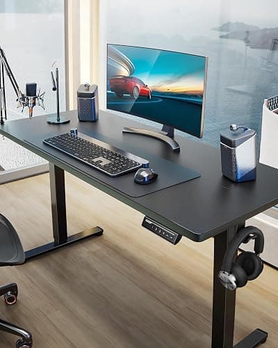 ErGear Height Adjustable Electric Standing Desk, 47.2 x 23.6 Inches Sit Stand up Desk, Memory Computer Home Office Desk with Two-Piece Desktop (Black) thumbnail 2