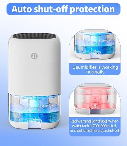 Dehumidifier, 35 OZ Small Dehumidifiers for Bedroom for Home, Quiet with Auto Shut Off, Dehumidifiers for Bedroom (280 sq. ft), Bathroom, RV, Closet, White thumbnail 4
