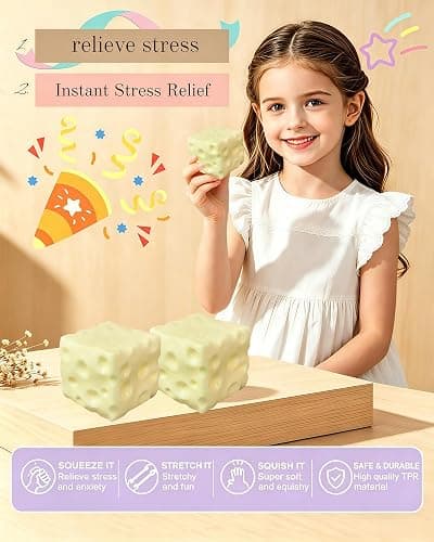Coconut Oil Stress Ball, Cheese-Shaped Squishy Ball - Soft Jelly with a Bubblegum Texture, Slow-Rising Fidget Stress Ball for Stress Relief and Relaxation, Non-Sticky, Helps Improve Focus thumbnail 7