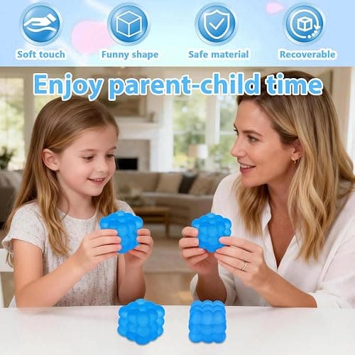 Ssqauvig Frosted Cube Squishy, 5cm Stress Relief Cube Fidget Toy, Soft Sensory Squishy Toys for Anxiety and Focus for Kids Youth Adults, Portable Squishy Ball (Blue) thumbnail 5