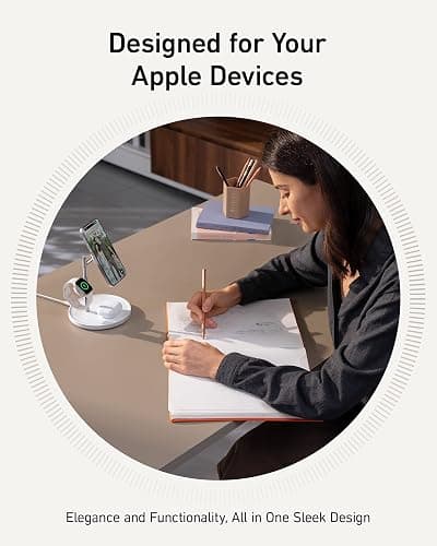 Anker MagSafe Charger Stand Compatible, iPhone 17 MagGo 3 in 1 Wireless Charging Station,Qi2 Certified 15W Wireless Charger, Desk Accessory, for iPhone 15/14/13/12 Series Apple Watch, AirPods thumbnail 3
