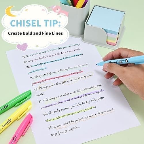 Cgerma Highlighters Assorted Colors Set, 12 Pack, Chisel Tip Bright Colors, Dry Quickly Colored Highlighters for Journaling, Study Notes, School Office Supplies thumbnail 2