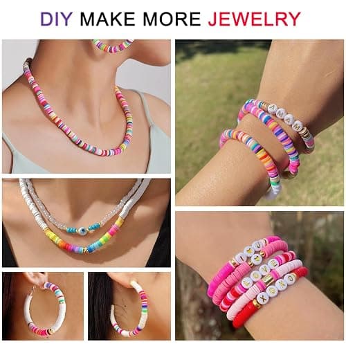 Redtwo 6800 Pcs Clay Beads Bracelet Making Kit, Flat Preppy Beads for Friendship Bracelets, Polymer Clay Bead with Charms for Jewelry Making, Crafts Gifts for Girls Ages 6-12 thumbnail 3
