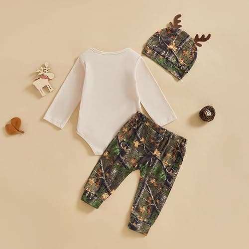GOOCHEER Newborn Baby Boy Clothes Hunting Long Sleeve Romper Shirt Tops Pants Fall Winter Outfits Hat Set thumbnail 6
