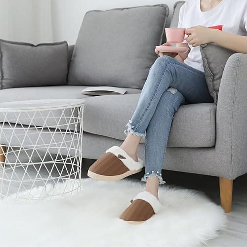NineCiFun Women's Slip on Fuzzy Slippers Memory Foam House Slippers Outdoor Indoor Warm Plush Bedroom Shoes Scuff with Faux Fur Lining thumbnail 2