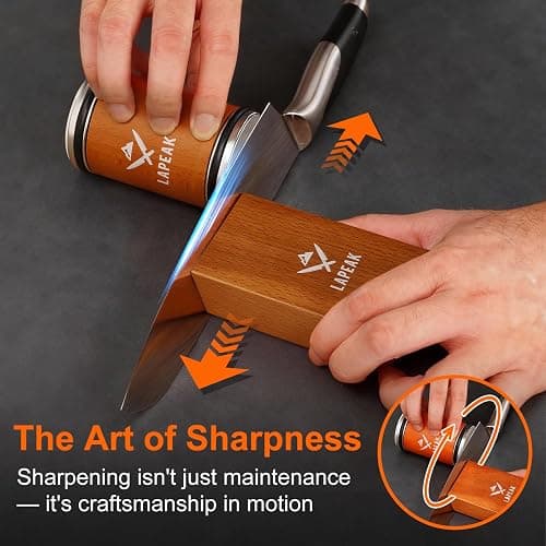 Rolling Knife Sharpener Kit, Knife Sharpener Tool, Knife Sharpening with Diamonds and Ceramic for Steel of Any Hardness, Kitchen, Outdoor & Utility Knives Sharpener with 15° & 20° Magnetic Angle. thumbnail 6