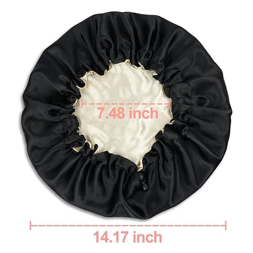 Ranphykx 2PCS Satin Sleep Cap,Adjustable Double-Sided Sleep Bonnet,Bonnet Cap for Sleep (1 Black+ 1 Pink) thumbnail 2