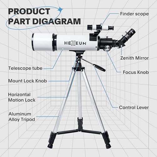 Telescope 80mm Aperture 600mm - Astronomical Portable Refracting Telescope Fully Multi-coated High Transmission Coatings AZ Mount with Tripod Phone Adapter, Wireless Control, Carrying Bag. Easy Set Up thumbnail 4