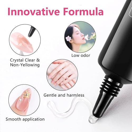 BQAN 3D Nail Gel Kit, 10g*2Pcs No Wipe Clear 3D Sculpting Gel for Nail Art, Rhinestone Glue for Gems Decoration, Salon & Home Use thumbnail 4