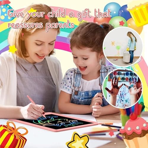 BUKEBU LCD Writing Tablet Doodle Board,10.5 inch Colorful Drawing Pad,Electronic Drawing Tablet, Drawing Pads,Travel Gifts for Kids Ages 3 4 5 6 7 8 Year Old Girls Boys (Pink) thumbnail 7