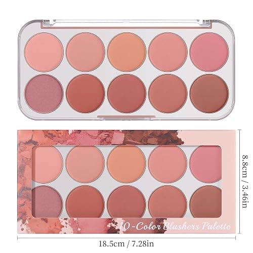 10 Color Blush Palette: Lightweight Face Powder Blush - Smooth Long-lasting Makeup Powder For Cheeks - Buildable Color Women Makeup Blush thumbnail 2
