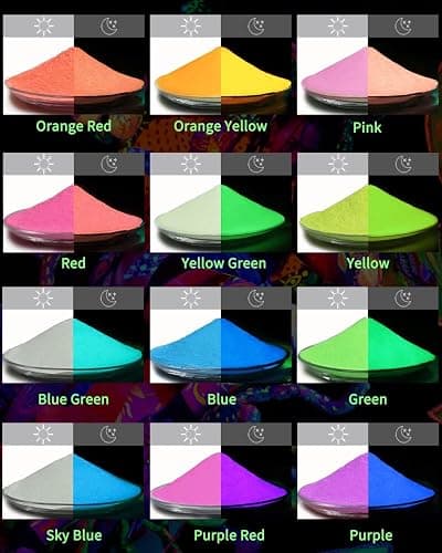 Luckymica Glow in The Dark Pigment Powder 12 Colors, Epoxy Resin Dye Luminous Pigments 20g/0.71oz Each Bottle for DIY, Crafts, Nail Art, Acrylic Paint, Halloween or Christmas Decoration thumbnail 2