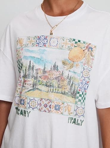 Women Oversized Tops Y2k Cute Loose Short Sleeve Fruit Floral Graphic T Shirt Vintage Beach Coastal Summer Baggy Tee thumbnail 4