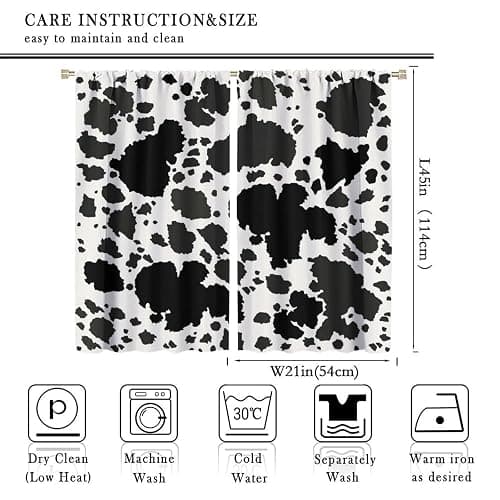 JESTRONRY Cowhide Window Curtain, Western Farm Animal Fur Brown White Cow Print Curtain for Kids Boys Girls Teens Bedroom Decor, Wildlife Rustic Farmhouse Cow Curtain 42x45 Inch Decor thumbnail 3