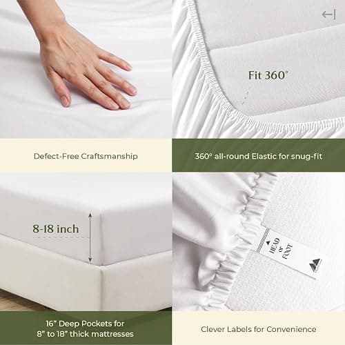 Mayfair Linen 100% Egyptian Cotton Twin XL Size Sheets Set - Luxury 600 Series Voyage Collection Twin XL Cotton Sheets (3 PC, White), Soft, Cooling, 16" Deep Pocket Hotel Collection Sheets Set thumbnail 6