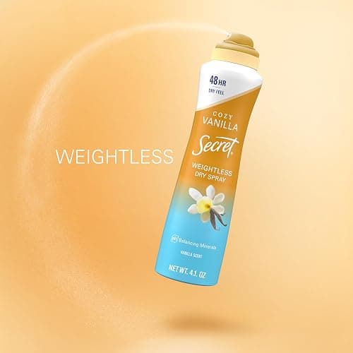 Secret Dry Spray Antiperspirant Deodorant for Women, 48hr Weightless Sweat & Odor Protection, Gentle on Skin, Cozy Vanilla Scent, 4.1 oz (Pack of 3) thumbnail 7