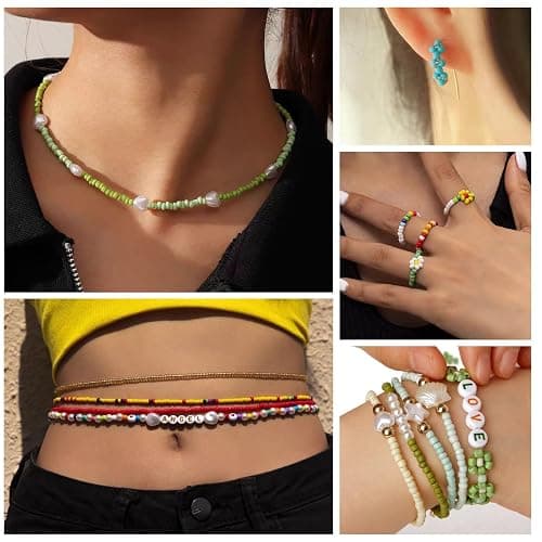 TEXGIZRLY 3mm Seed Beads for Bracelet Jewelry Making Bracelet Making Kit | 24 Colors Beads | Friendship bracelets kit with letter beads| Gift for adults girls DIY thumbnail 7