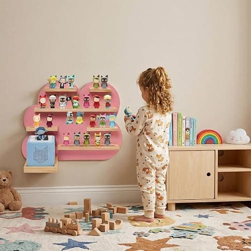 Gieanoo Large Cloud for Tonie Shelf, Wall Shelf for Toniebox 2 & Toniebox 1 | Pink Wood Tonies Shelf Storage, Large Tonie Display, Tonie Figures Organizer Compatible Charging Station for Children Room thumbnail 4