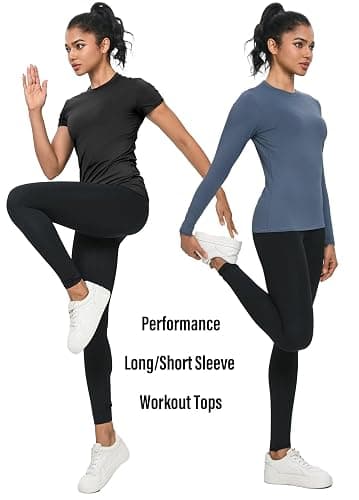 5-Pack Women's Compression Shirts Long & Short Sleeve Workout Tops Athletic Baselayer Quick Dry Gym Yoga Running T-Shirt thumbnail 3