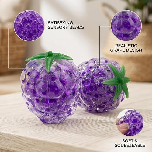 2 PCS Grape Squishy, Big Grape Squishy for Emotions Relief and Sensory Play, Giant with Soft Texture and Durable Material, 8x8x8 Centimeter Size for People thumbnail 4