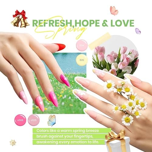beetles Gel Polish Vivid Seasons, Winter Gel Nail Polish Set, 36 Colors Yellow Burgundy Purple Pink Jelly Shades, 45pcs with Base & Top Coat, UV LED Soak Off DIY Salon Set, Gift for Women & Girls thumbnail 6