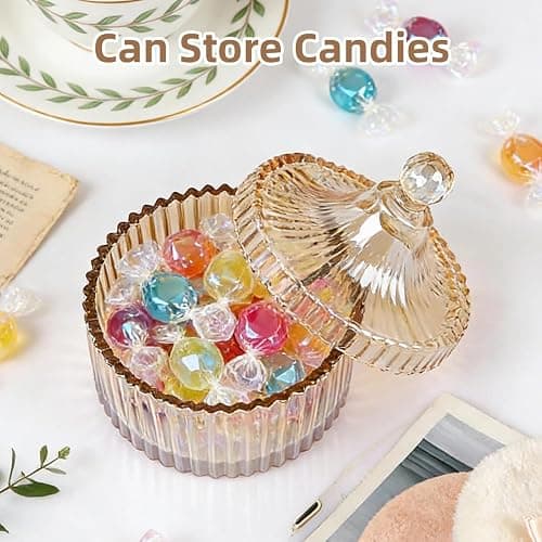 Body Powder Puff and Container, Glass Dusting Powder Jar with 2 Puffs | Reusable & Washable, Clear Glass Design, Perfect for Makeup, Body Powder & Skincare, Ideal for Home & Daily Use (Golden)) thumbnail 5