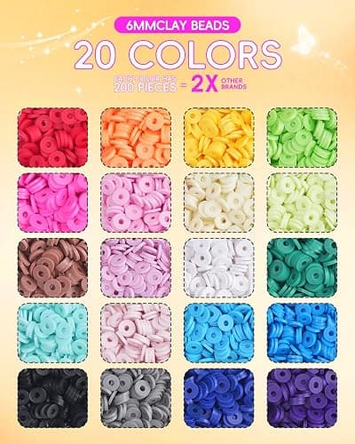 BestNow Clay Beads Bracelet Making Kit 5000 Pcs Friendship Bracelet Kits Flat Beads for Jewelry Making Polymer Heishi Beads Set for Bracelet Necklace DIY Crafts Gift for Girls Ages 6-12 thumbnail 4