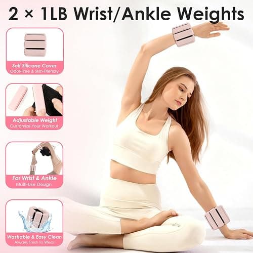 16 PCS Pink Pilates Ring and Ball Set for Women with 15" Magic Circle, Home Pilates Equipment Kit with Adjustable 1LB Ankle Wrist Weight, Resistance Band, Gliding Discs, Pilates Essentials Accessories thumbnail 3