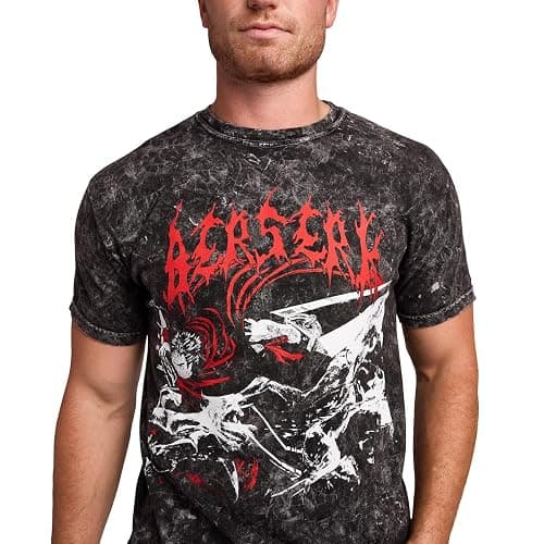 Berserk Guts & Monster Manga Art Men's Black Mineral Wash Crew Neck Short Sleeve T-Shirt thumbnail 4