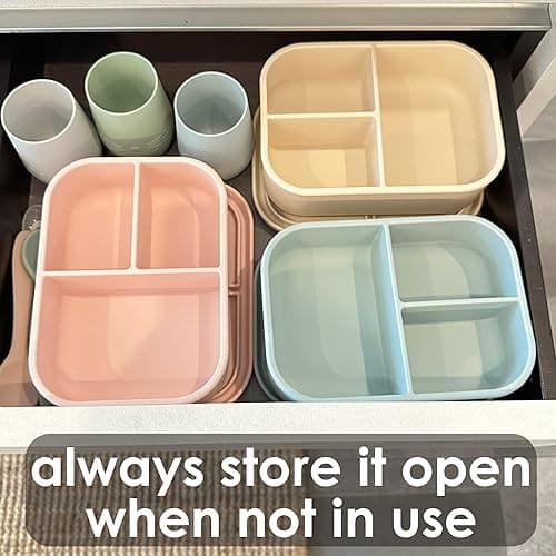 Ali+Oli Silicone Bento Box (Coconut) Lunch Box for Kids, Toddlers, Preschoolers & Adults | BPA-Free and Spill-Proof | Ideal for School, and On-the-Go Meals| Perfect for Lunch, Snacks, and Meals thumbnail 8