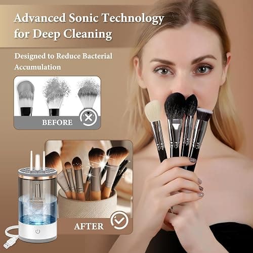 Electric Makeup Brush Cleaner - Efficient Electric Makeup Brush Cleaner Machine for Thorough Brush Cleaning, Ideal for Makeup Artists & Enthusiasts thumbnail 3
